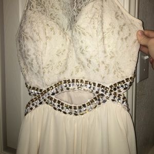 B. Darlin White/Ivory beaded formal dress